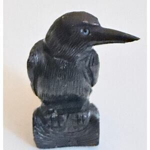 Polished Black Raven Onyx PERU Figurine Noir